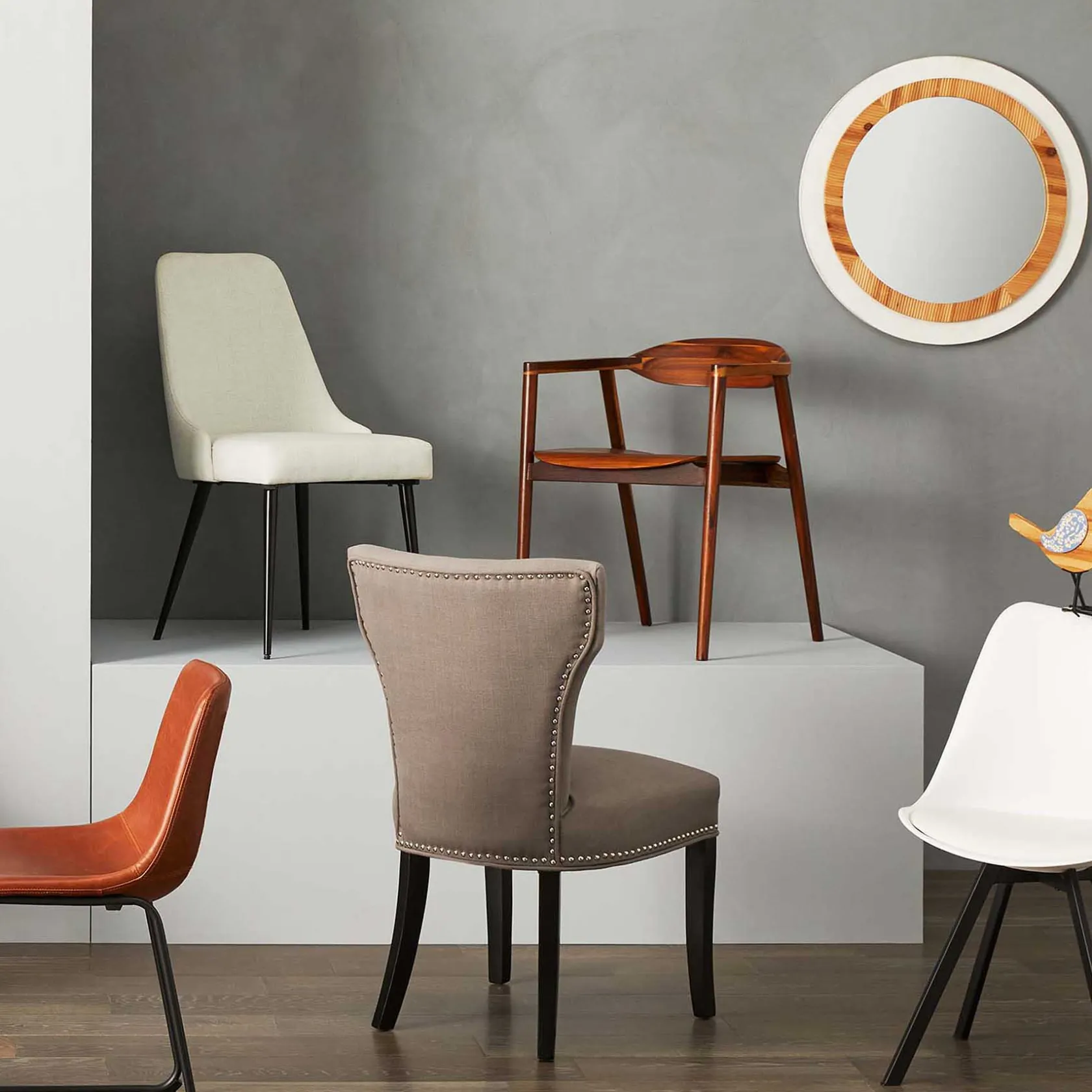 * Jhene Ii Grey Studded Back Dining Chair Low Price