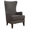 * Kori Charcoal Grey High Back Accent Chair With Nailhead Trim Good Quality