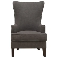 * Kori Charcoal Grey High Back Accent Chair With Nailhead Trim Good Quality