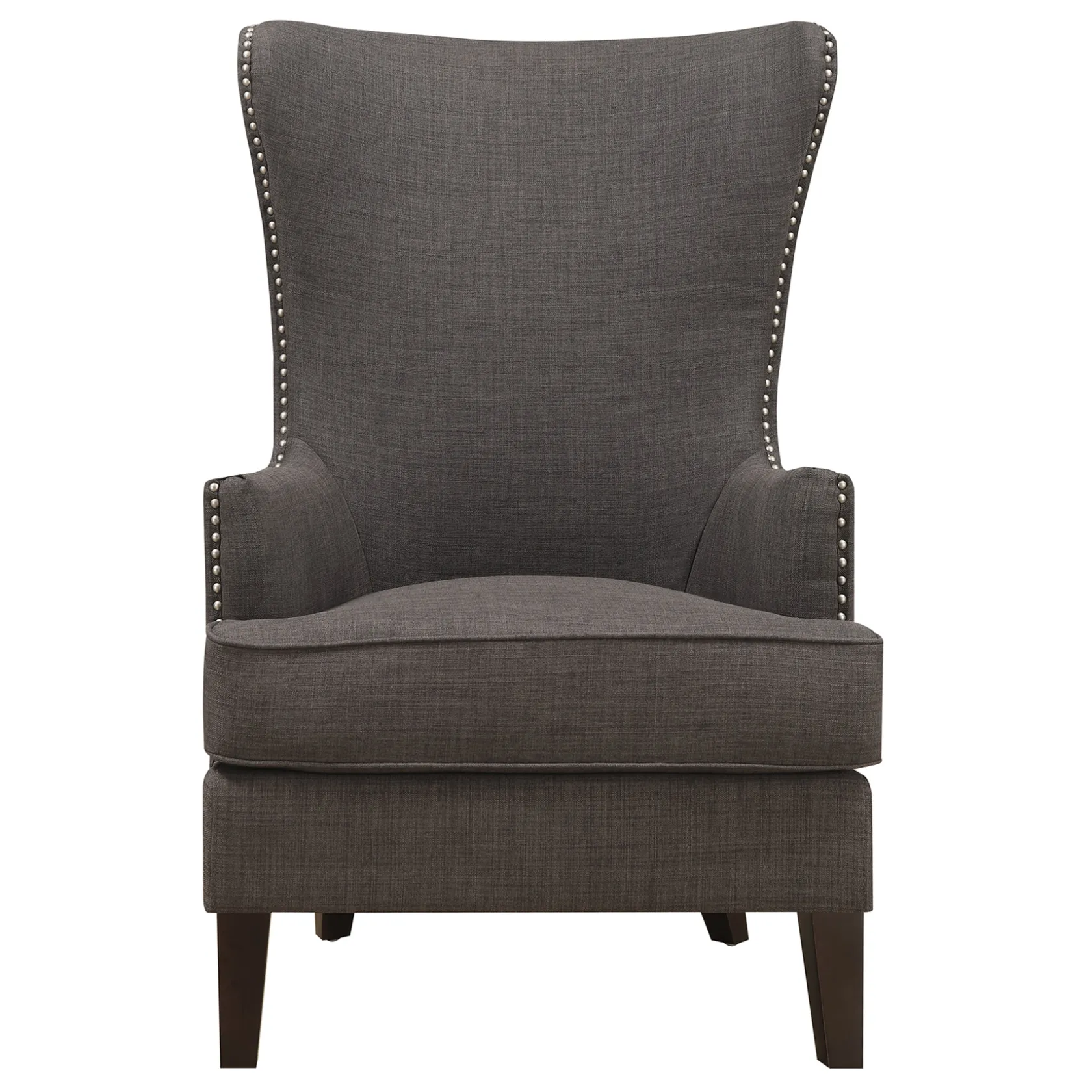 * Kori Charcoal Grey High Back Accent Chair With Nailhead Trim Good Quality