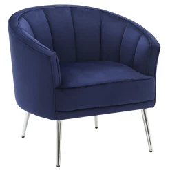 * Laila Ali Avani Blue Velvet Accent Chair Opening Sales
