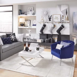 * Laila Ali Avani Blue Velvet Accent Chair Opening Sales