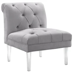* Laila Ali Grey Tufted Acrylic Leg Accent Chair Kd Fashion