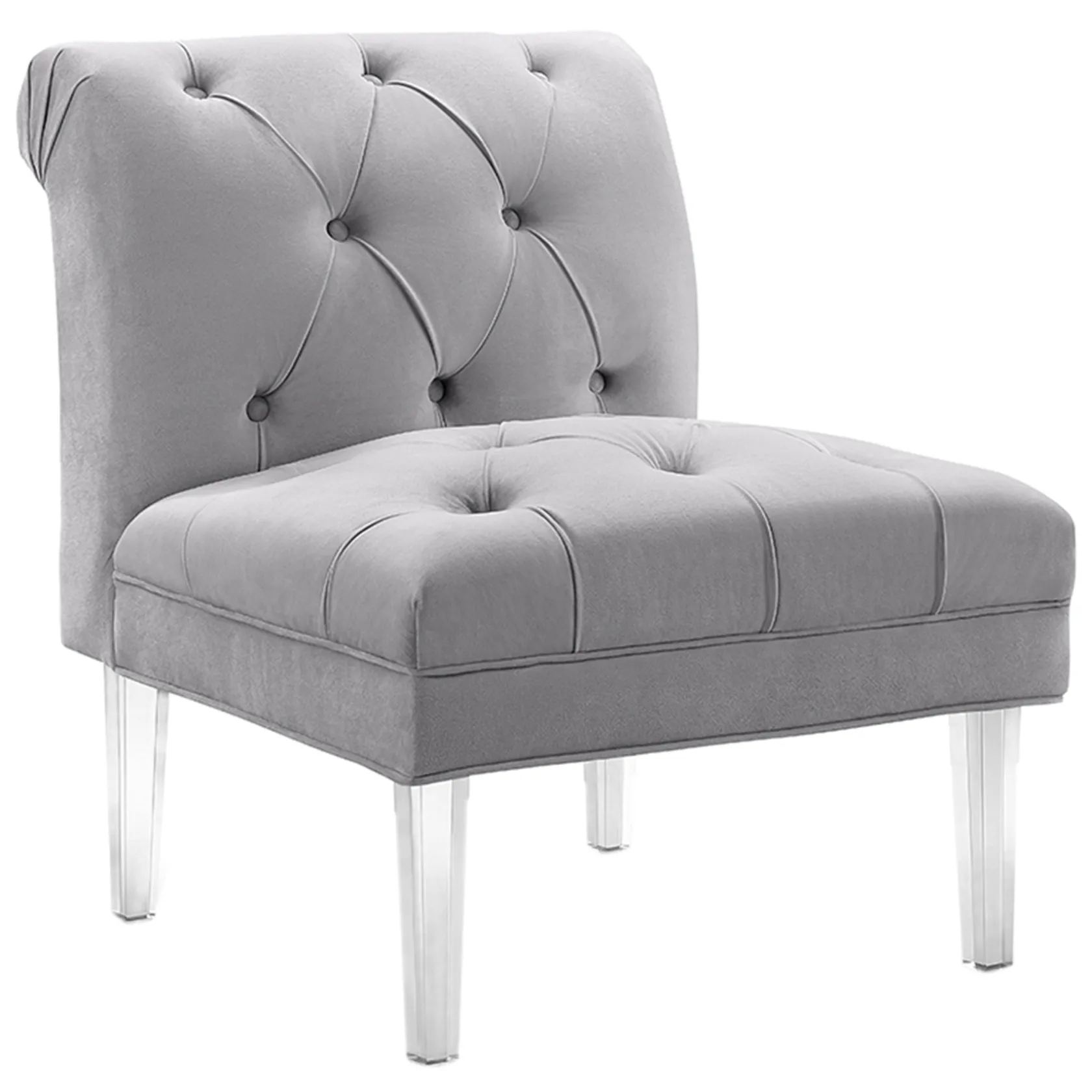 * Laila Ali Grey Tufted Acrylic Leg Accent Chair Kd Fashion