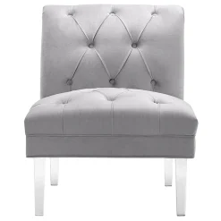 * Laila Ali Grey Tufted Acrylic Leg Accent Chair Kd Fashion
