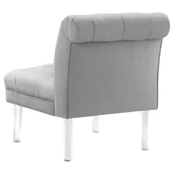 * Laila Ali Grey Tufted Acrylic Leg Accent Chair Kd Fashion