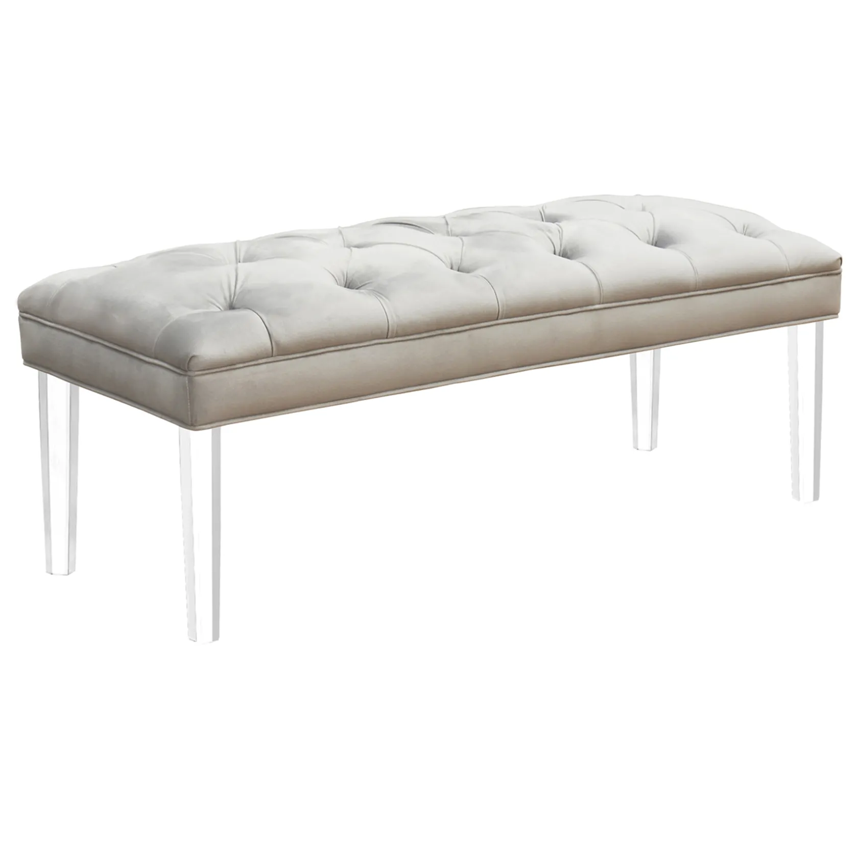 * Laila Ali Grey Tufted Acrylic Leg Bench, Kd Online Discount