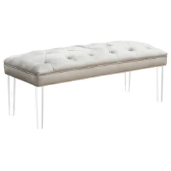 * Laila Ali Grey Tufted Acrylic Leg Bench, Kd Online Discount