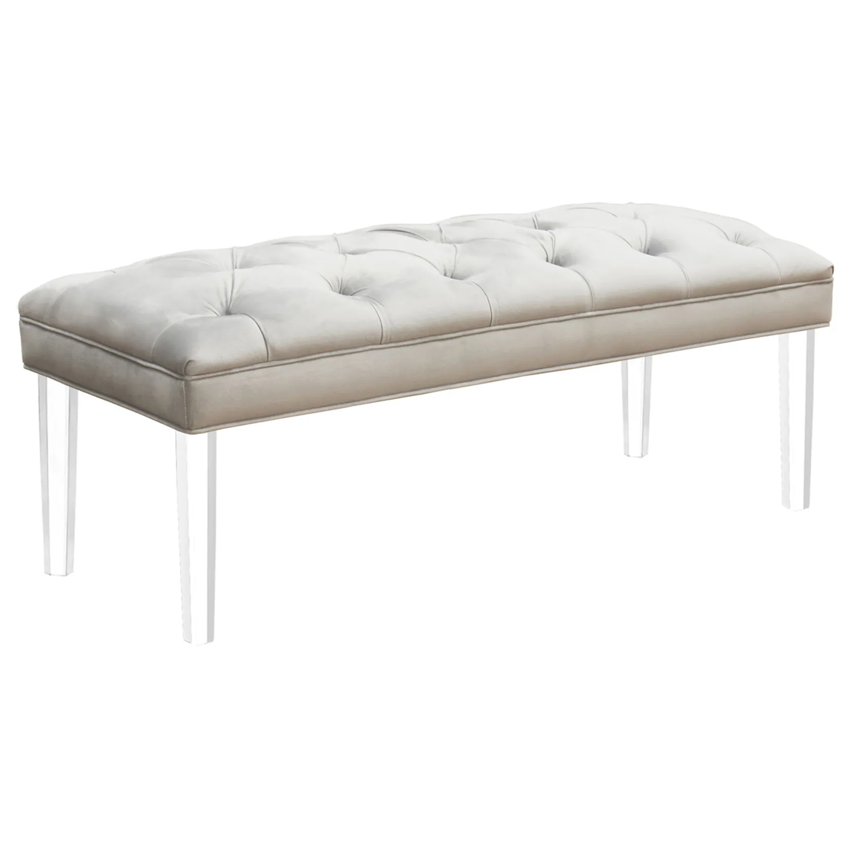 * Laila Ali Grey Tufted Acrylic Leg Bench, Kd Online Discount