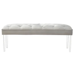 * Laila Ali Grey Tufted Acrylic Leg Bench, Kd Online Discount