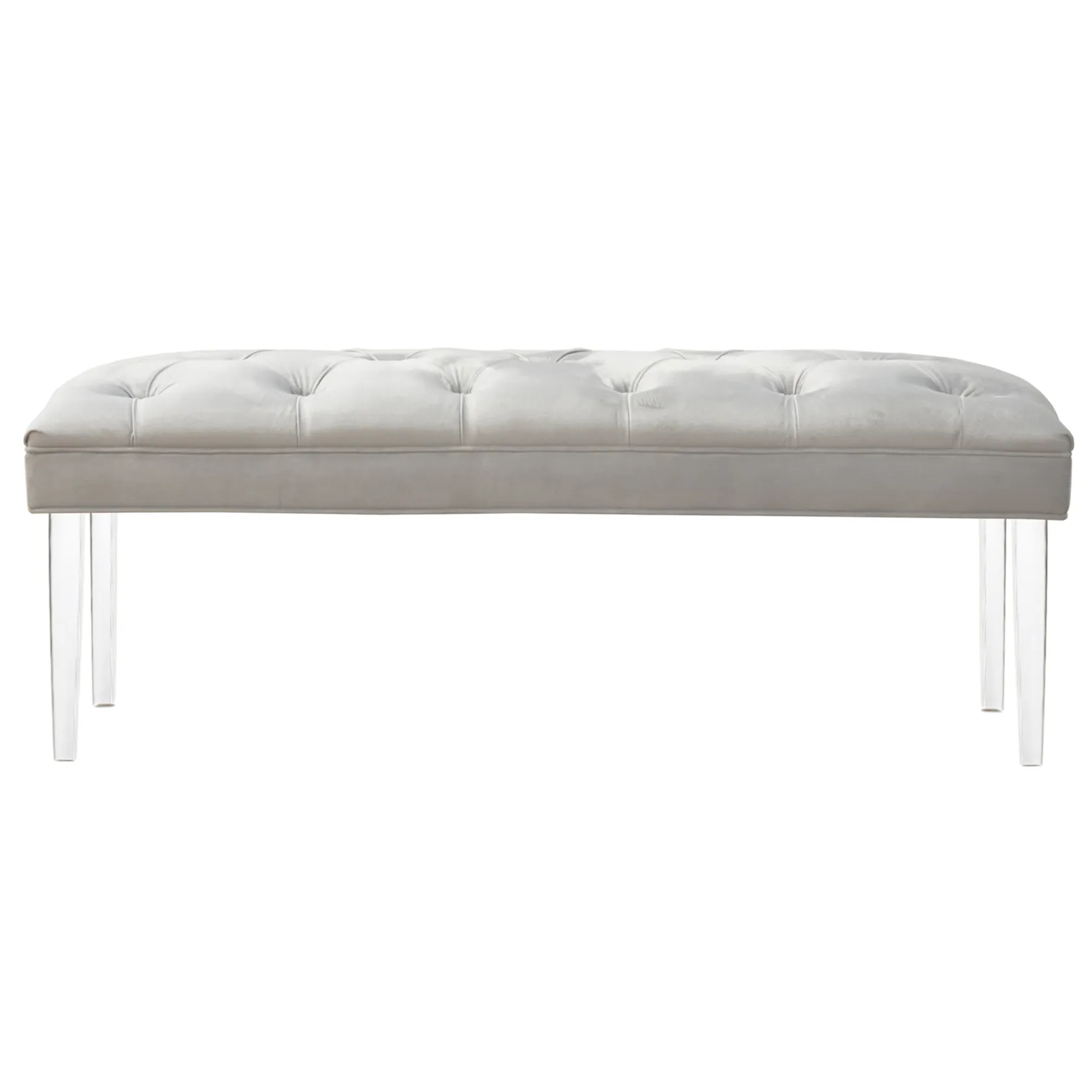 * Laila Ali Grey Tufted Acrylic Leg Bench, Kd Online Discount