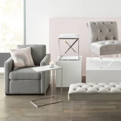 * Laila Ali Marbled-Top Silver C-Table Flash Sale