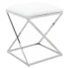 * Laila Ali Modern White Velvet Ottoman Promotion