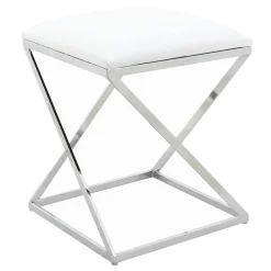 * Laila Ali Modern White Velvet Ottoman Promotion