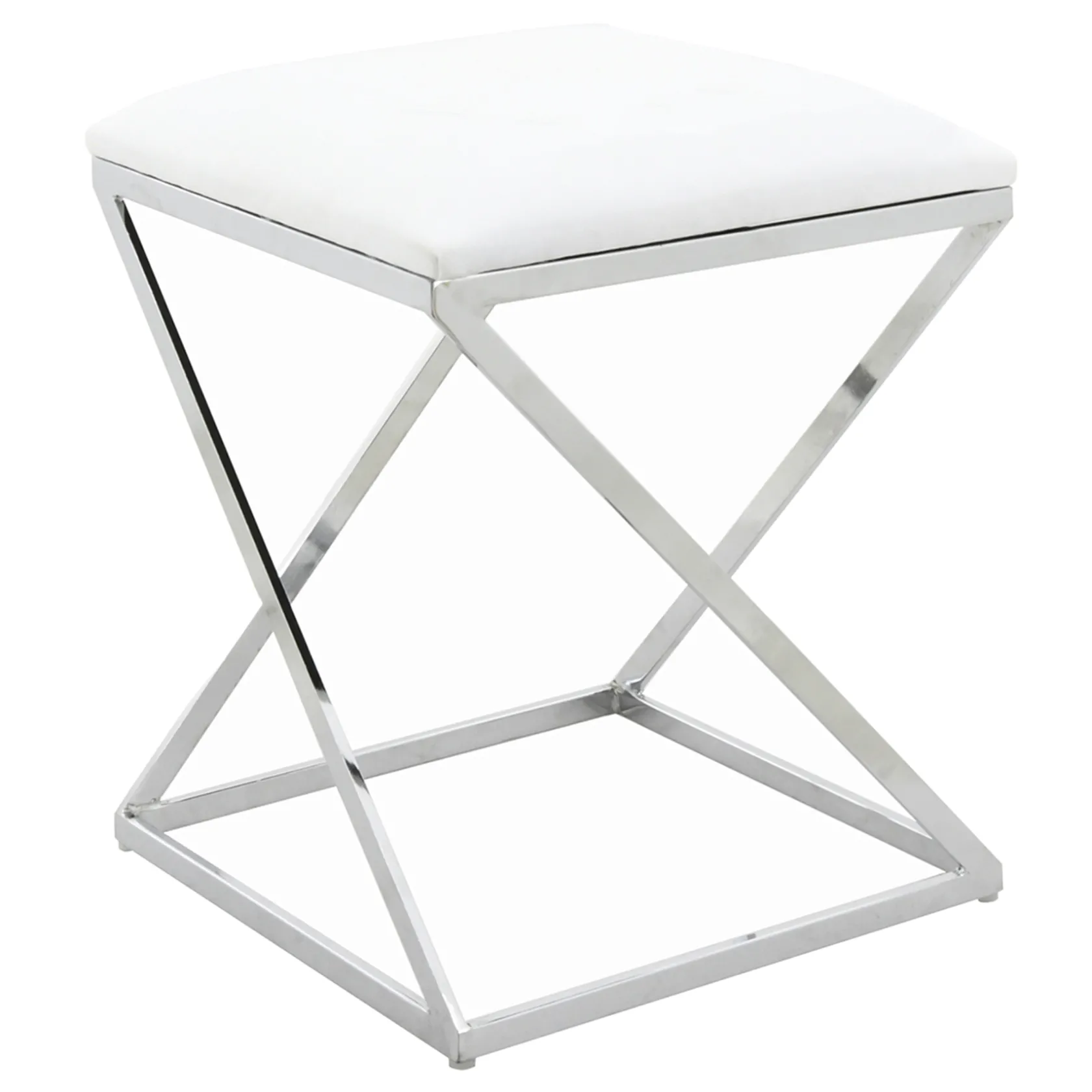 * Laila Ali Modern White Velvet Ottoman Promotion