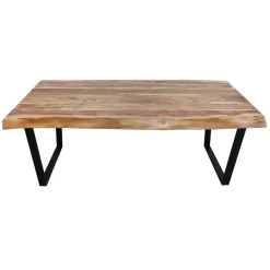 * Live Edge Wood Top Coffee Table With Metal Base Good Quality