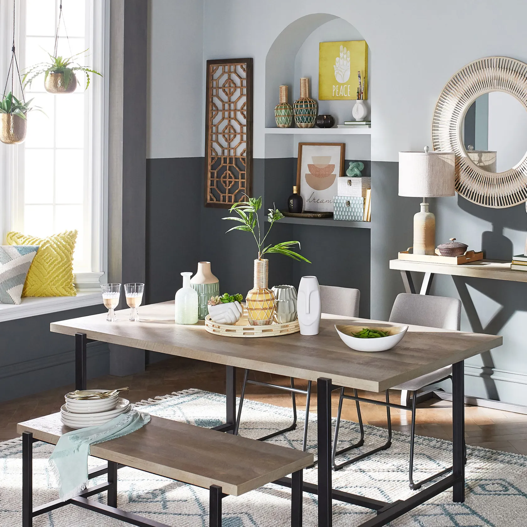 * Loggy Wood & Metal Dining Bench, 47 Less Expensive