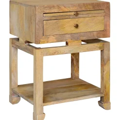 * Maddison Natural Wood Side Table With Drawer Clearance