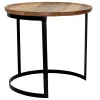 * Mango Wood Top Side Table With Metal Base, Large Clearance