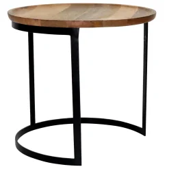 * Mango Wood Top Side Table With Metal Base, Large Clearance