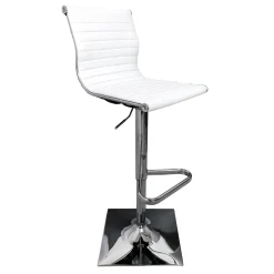 * Maxwell Adjustable Faux Leather Barstool, White Discount Online