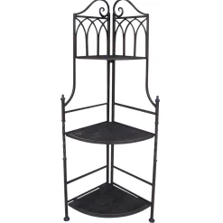 * Metal Corner Rack With Brown Decorative Arch & Folding Wood-Top Shelves, 47 Gift Selection