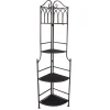 * Metal Corner Rack With Brown Decorative Arch & Folding Wood-Top Shelves, 63 Online Discount