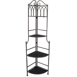 * Metal Corner Rack With Brown Decorative Arch & Folding Wood-Top Shelves, 63 Online Discount