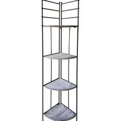 * Metal Corner Rack With Folding Wood-Top Shelves, 63 Featured