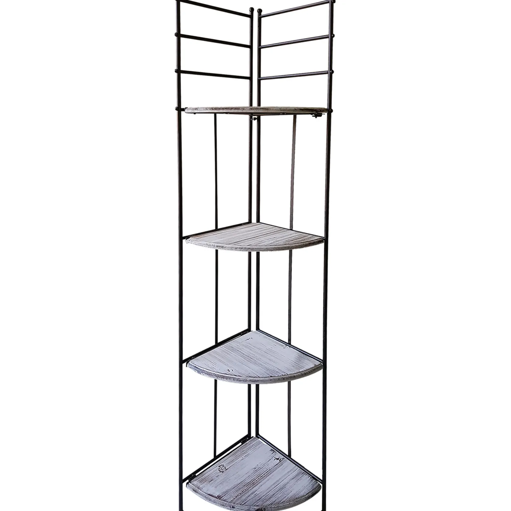* Metal Corner Rack With Folding Wood-Top Shelves, 63 Featured