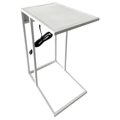 * Metal C-Table With Usb Port, White Premium