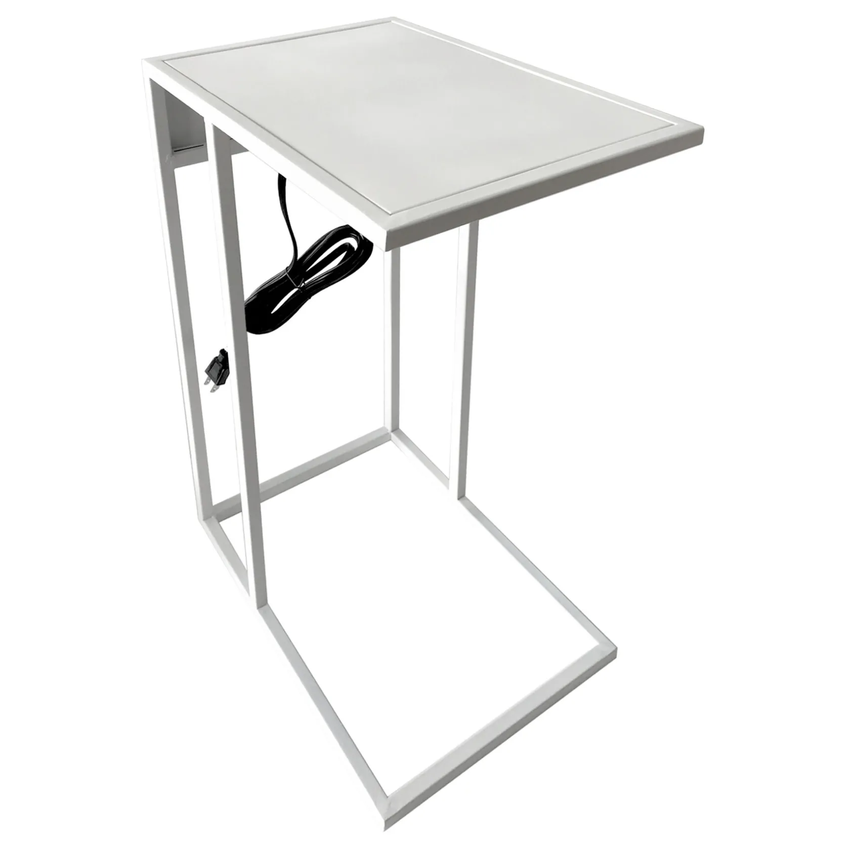 * Metal C-Table With Usb Port, White Premium