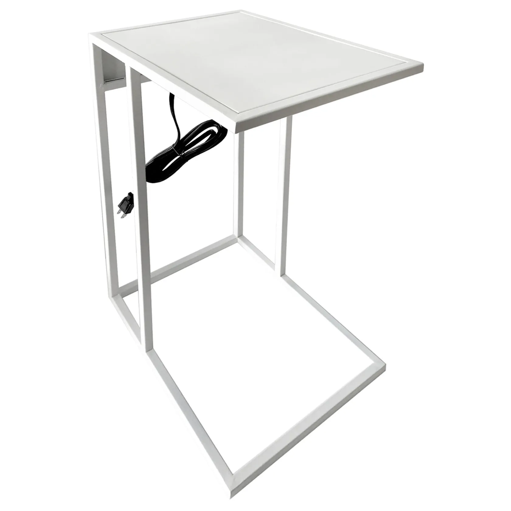* Metal C-Table With Usb Port, White Premium