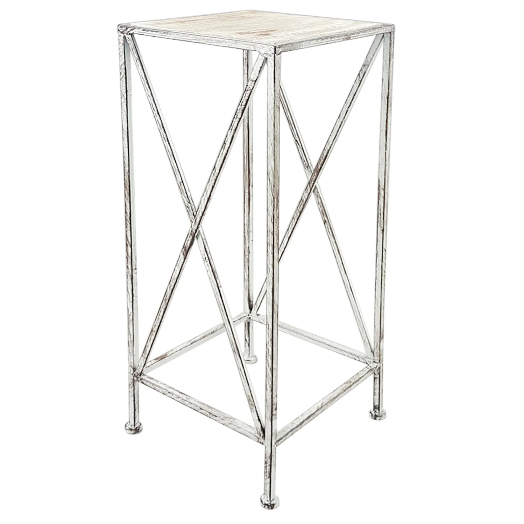 * Metal Plant Stand With Wood Top Grey, Medium Opening Sales