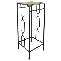 * Metal Plant Stand With Wood Top Black, Large Promotion