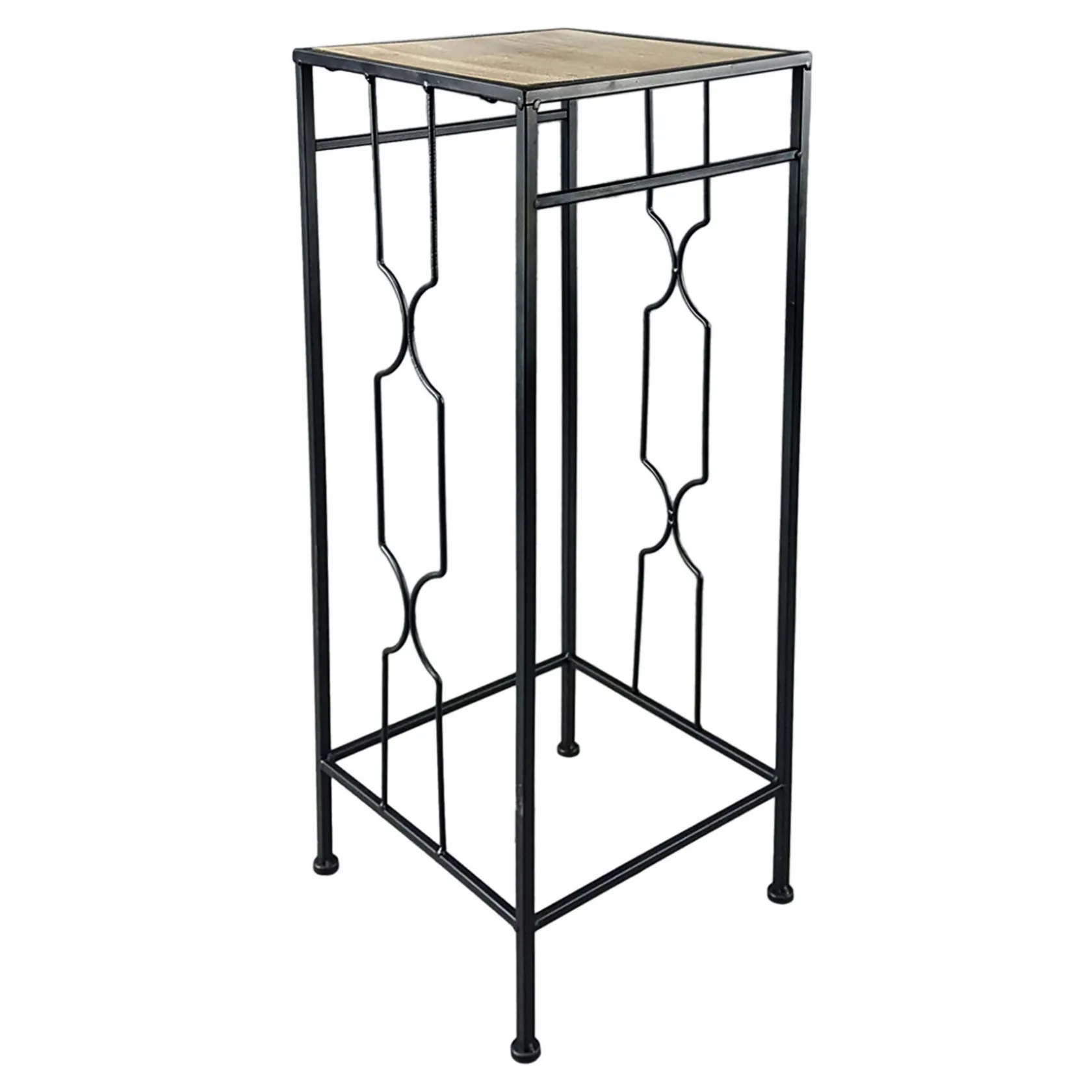 * Metal Plant Stand With Wood Top Black, Large Promotion