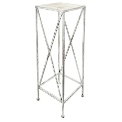 * Metal Plant Stand With Wood Top Grey, Small Exquisite Gifts