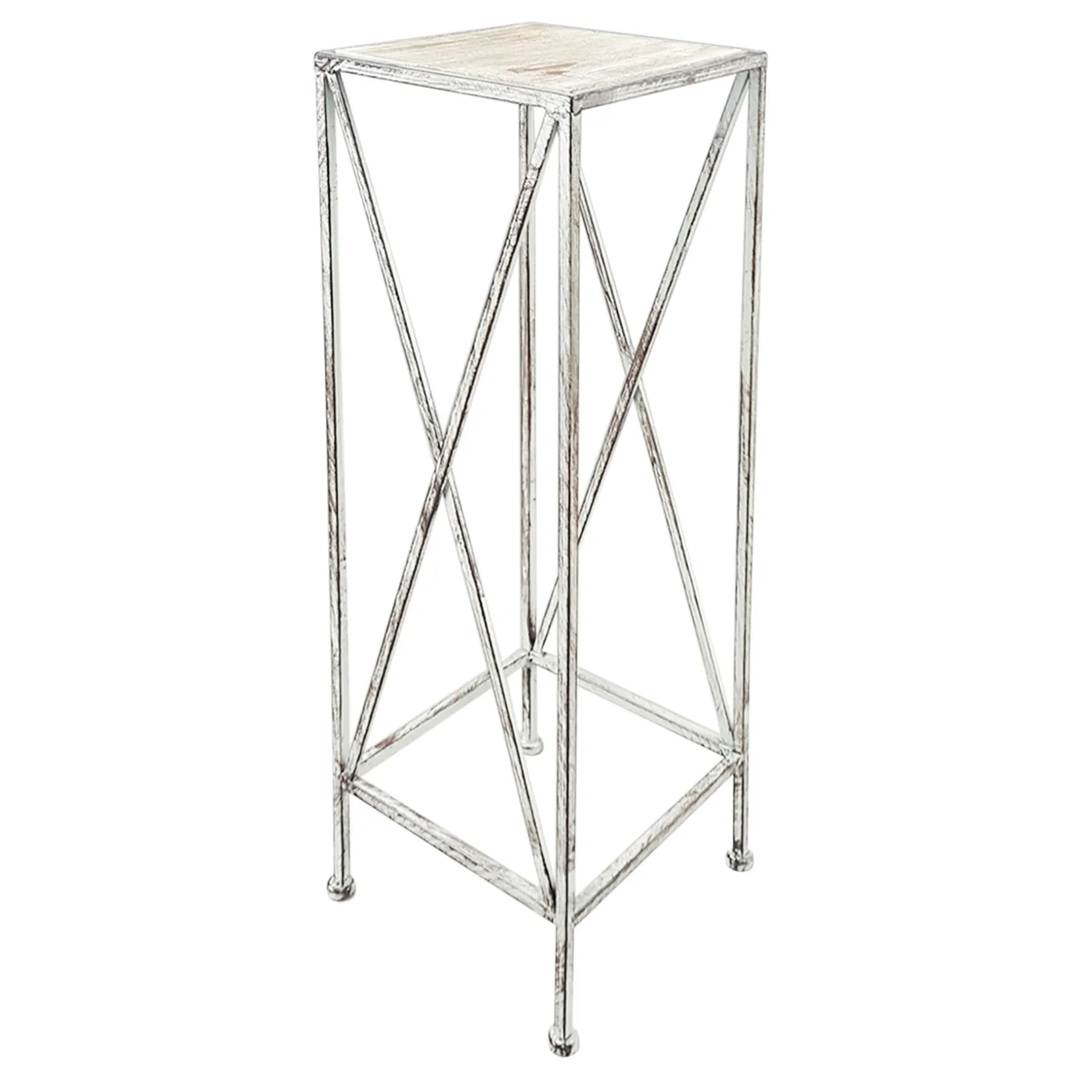 * Metal Plant Stand With Wood Top Grey, Small Exquisite Gifts