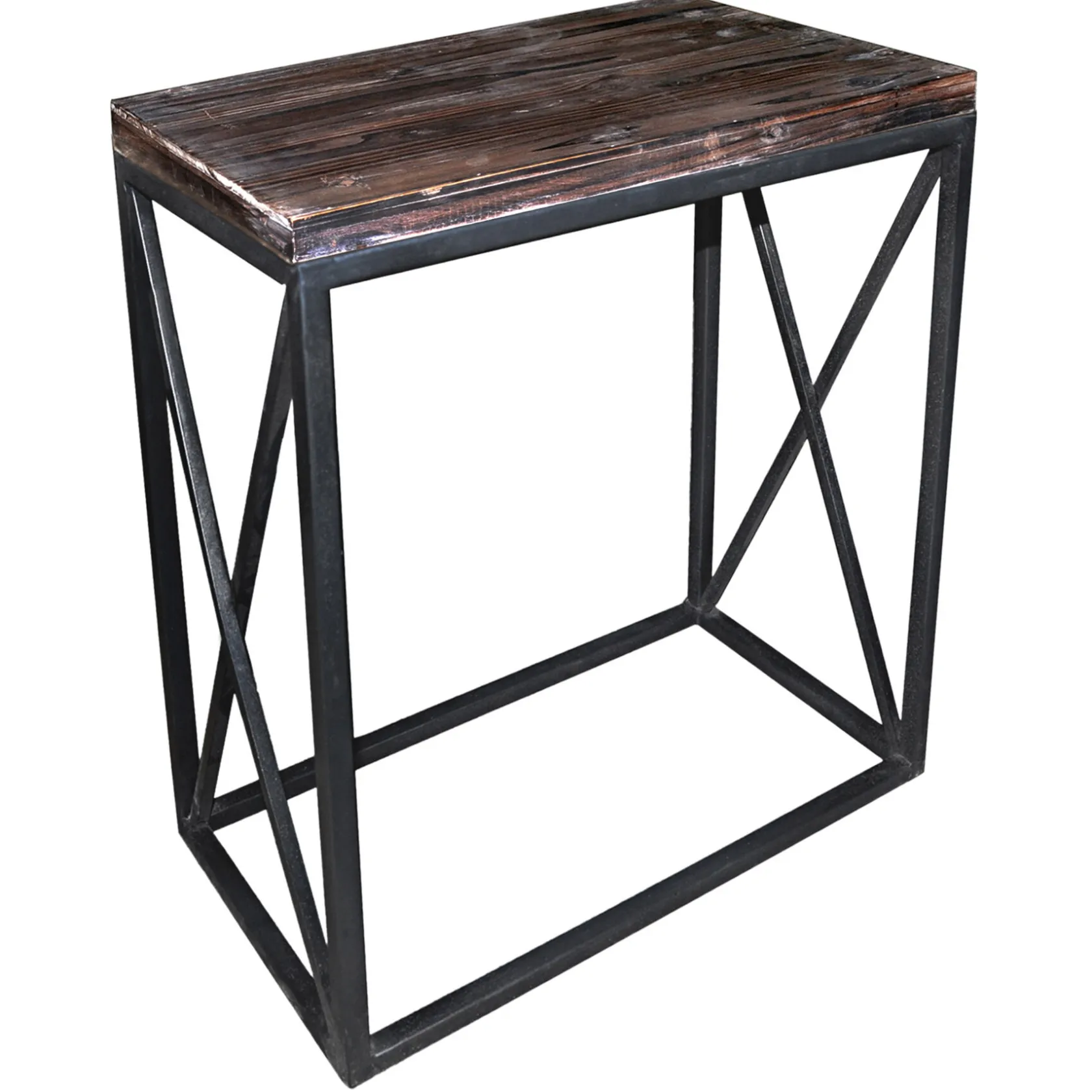 * Metal X-Side Table With Wood Top, Large Outlet