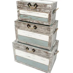 * Nantucket Weathered Wood Decorative Storage Trunk, Medium Fashion