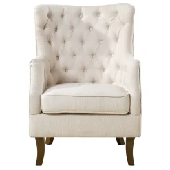 * Norfolk White Tufted Accent Chair, Kd Opening Sales