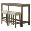 * Oak Lawn Light Grey 3-Piece Sofa Table Set With Ivory Upholstered Counter Stools, 42 Cheaper