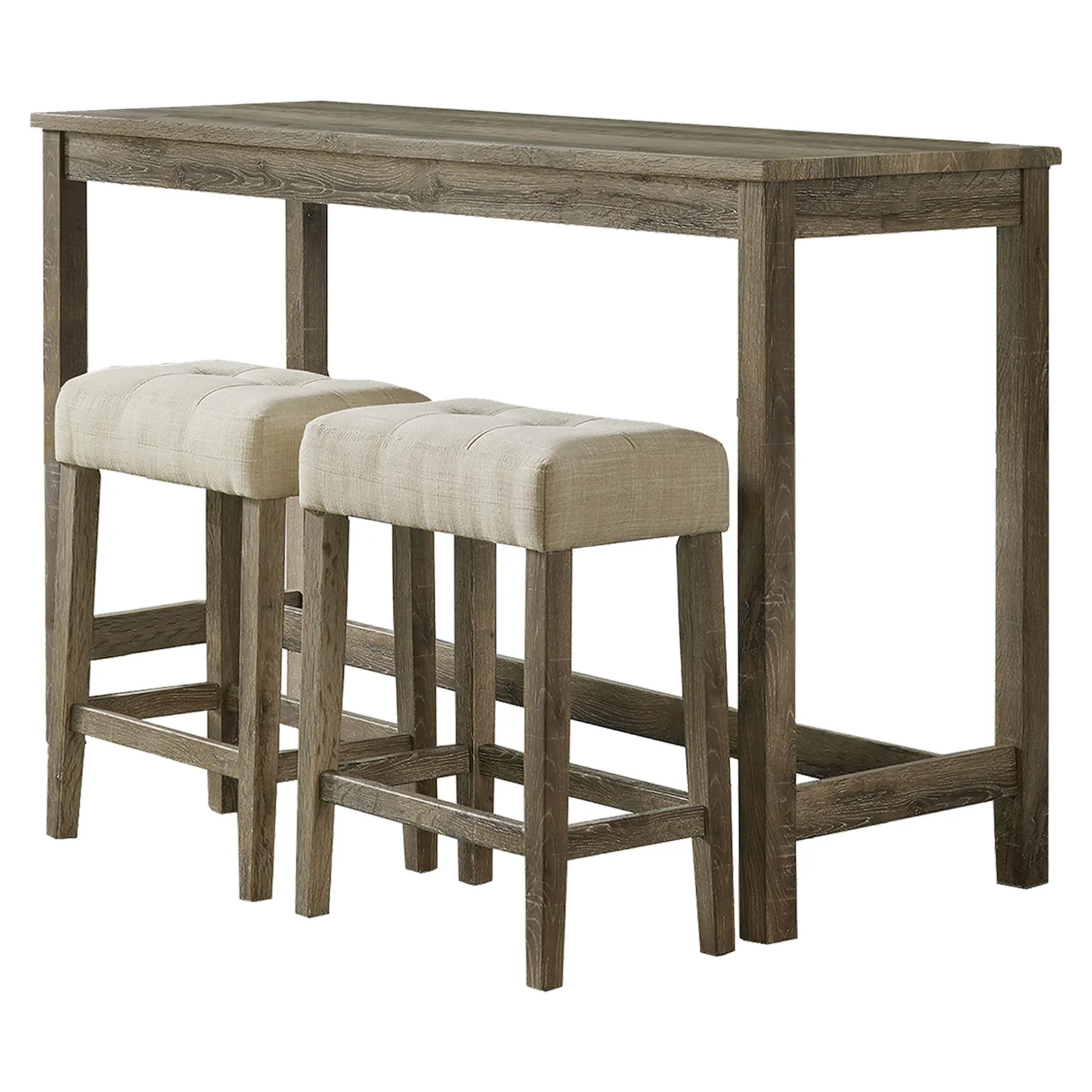 * Oak Lawn Light Grey 3-Piece Sofa Table Set With Ivory Upholstered Counter Stools, 42 Cheaper