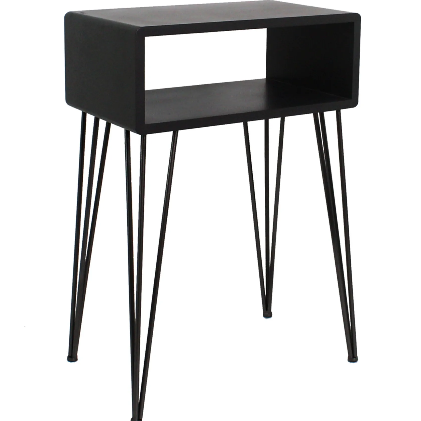 * Open-Storage Accent Table With Hairpin Legs, Dark Grey Outlet