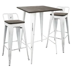 * Oregon 3-Piece White Dining Table Set Premium