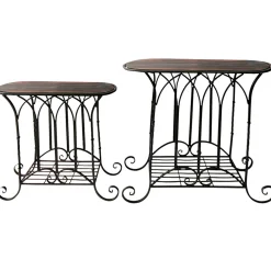 * Oval Wood Top Gothic Table With Brown Arch Decorative Metal, Large Exquisite Gifts