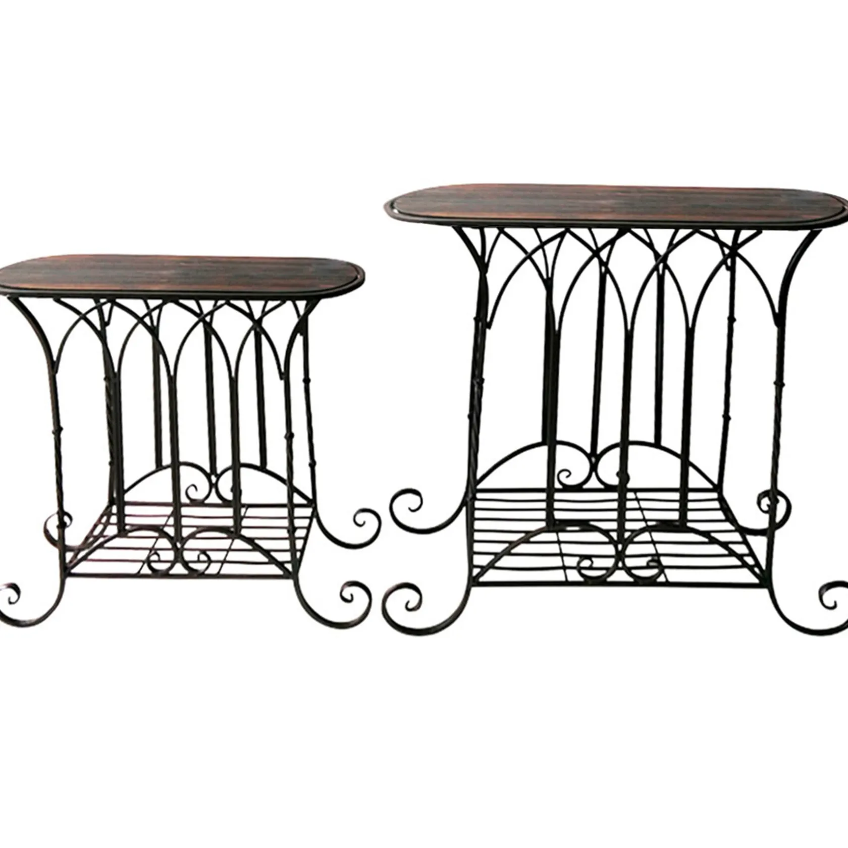 * Oval Wood Top Gothic Table With Brown Arch Decorative Metal, Large Exquisite Gifts