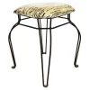 * Paris Post Matte Black Wire Vanity Stool/Taupe Printed Fabric Seat Gift Selection