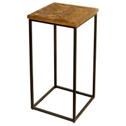 * Parquet Wood Top Side Table Outlet