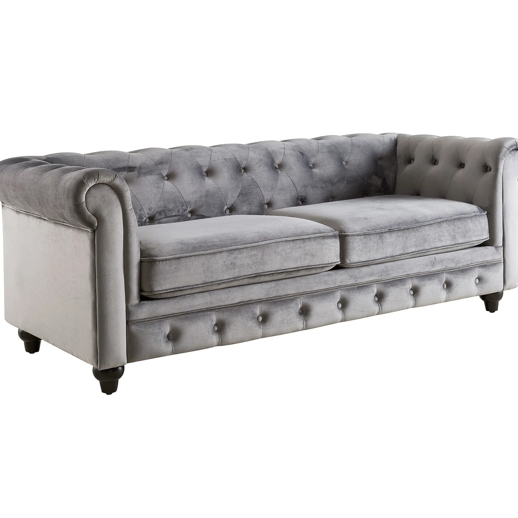 * Providence Chesterfield Grey Velvet Tufted Sofa, 79 Promotion